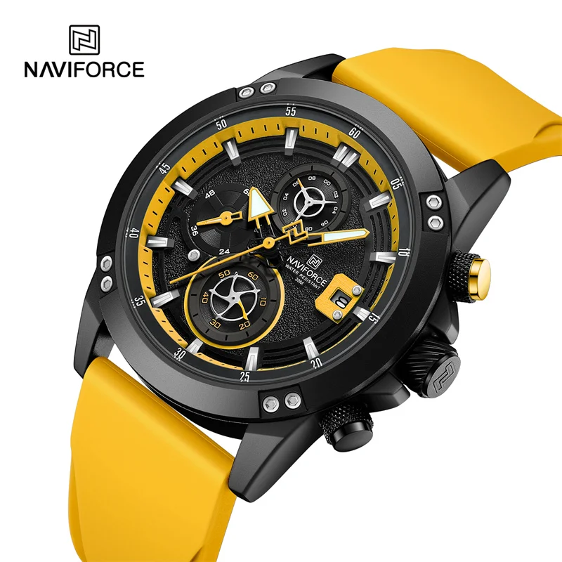 NAVIFORCE Brand Men's Watches Fashion Casual Chronograph Quartz Wristwatch Military Silicone Strap Waterproof Clock Reloj Hombre