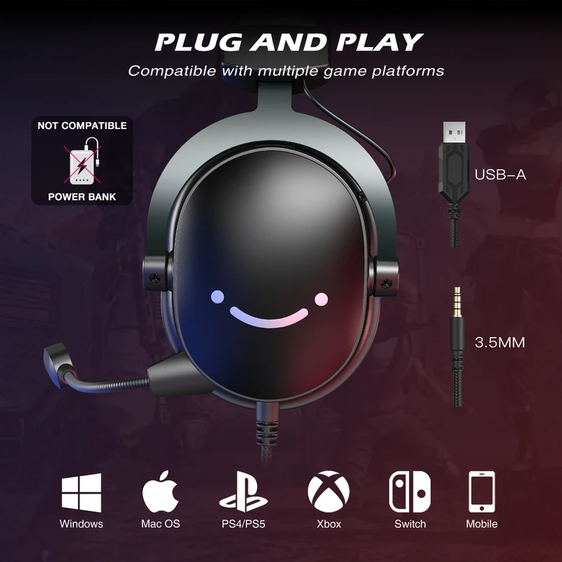 FIFINE Headset,3.5 mm jack&USB Headphone with 7.1 Surround