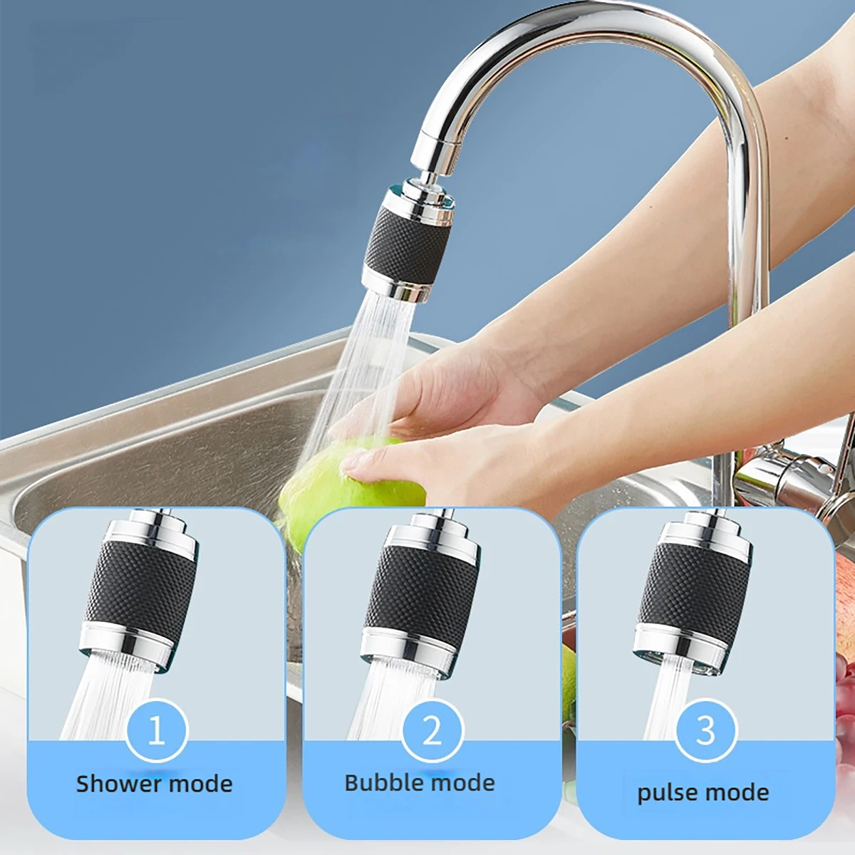 Universal faucet 360 degree rotating faucet filter 3 modes kitchen filter faucet extender 3 modes kitchen faucet extender