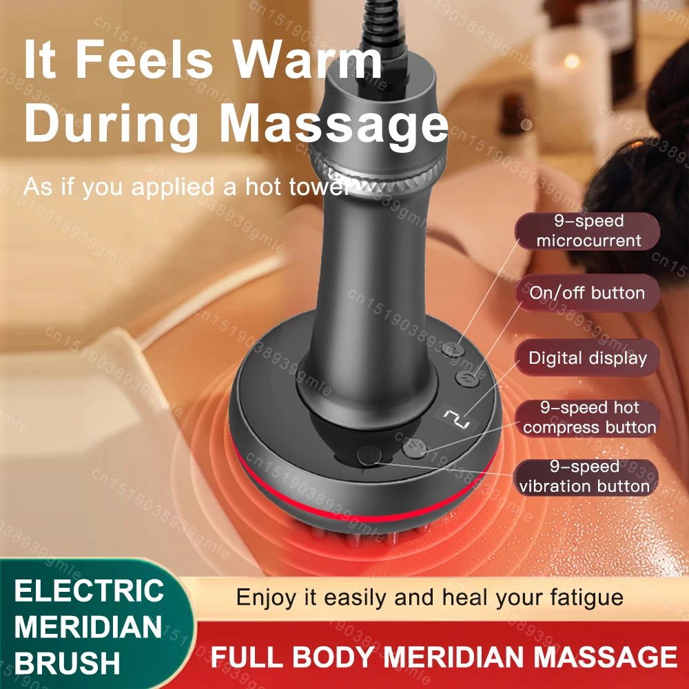 Electric Meridian Scraping Brush Vibrate Microcurrent Hot Compress Stimulate Acupoints Body Massager Slimming Fat Burner Shaping
