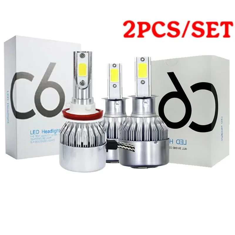 

2PCS C6 H1 H3 Led Headlight Bulbs H7 COB LED Car Lights H4 880 H11 HB3 9005 HB4 9006 H13 6000K 72W 12V 7200LM Auto Headlamps