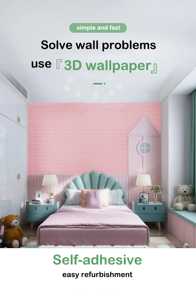 Luxury Home Brick Pattern 1-10 Pieces 77cm*70cm 3D Wall Sticker Living Room Waterproof Self-Adhesive DIY Wallpaper