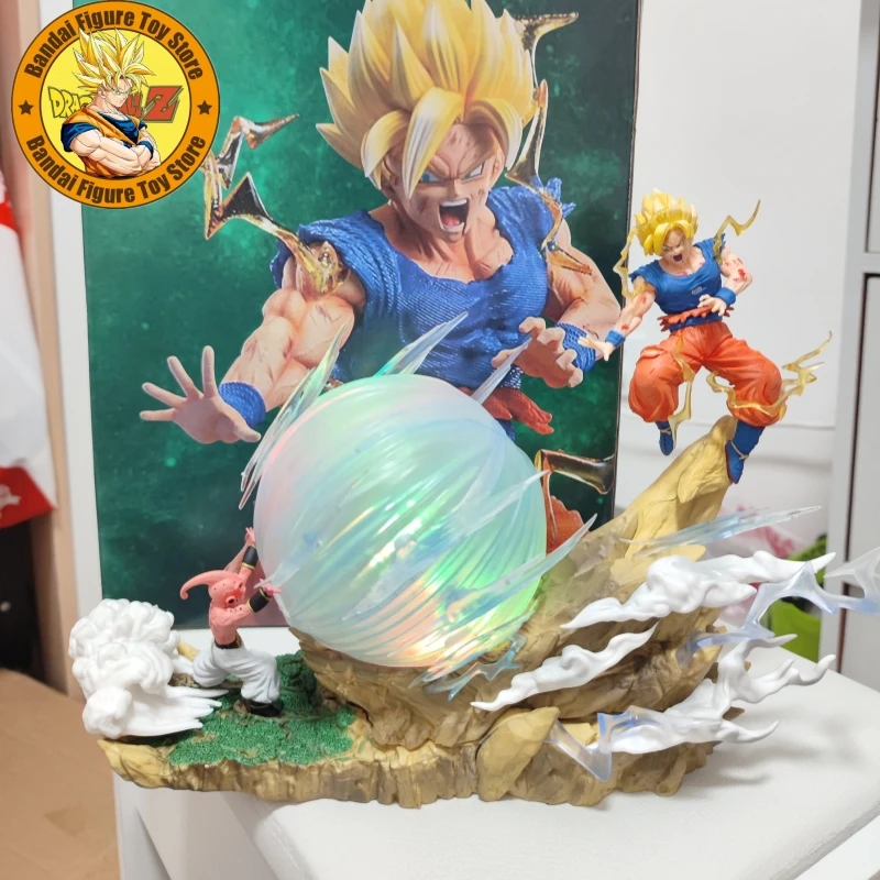 

21cm Anime Dragon Ball Z Figures Majin Buu Vs Son Goku Figurine Gk Statue Action Figures Pvc Collection Model For Children Gifts