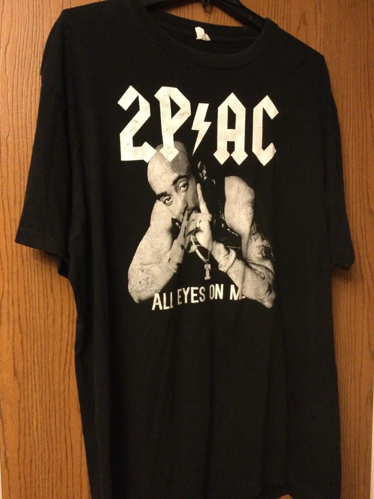 2 Pac "All Eyez On Me" Camicia Nera 4X Cavallo Volante.