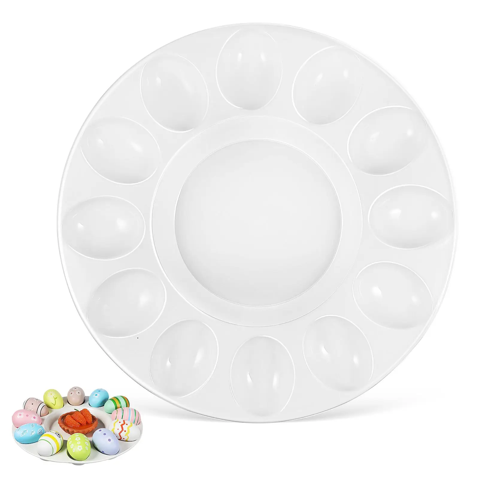 Easter Egg Tray Deviled Platter Ceramic Dish Basket with Cover Devilled Eggs Holder Ceramics Cake Pans 2