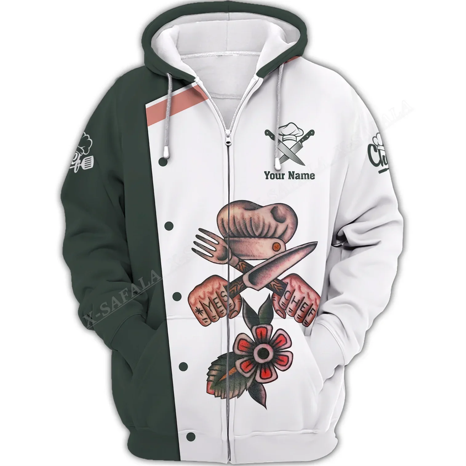 

Chef Custom Name Wear Tattoo 3D Print Hoodie Hooded Men Pullover Sweatshirt Jacket Jersey Tracksuits Shirt Jumper Sport 3