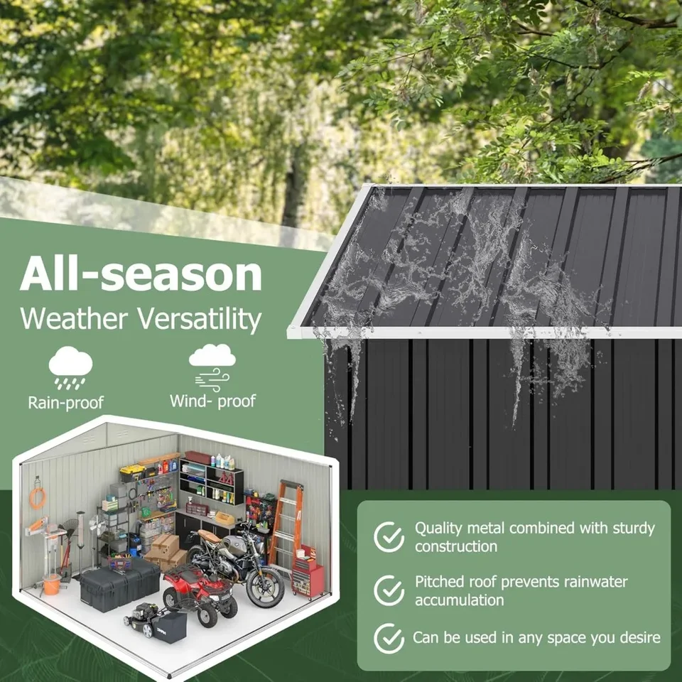 10x10 Feet Outdoor Storage Shed with Lockable Doors