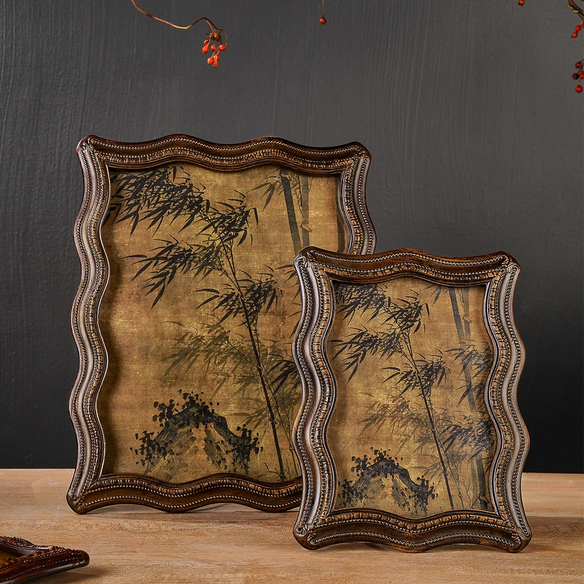 1PC, curved resin decorative photo frame, porch decorative photo frame, suitable for bedroom study desk photo decoration