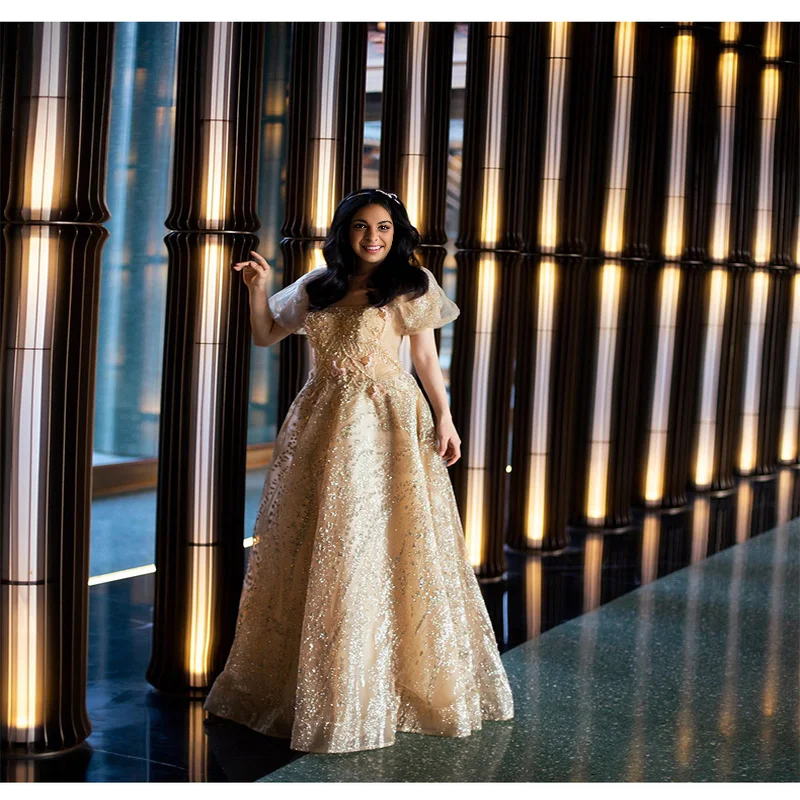 

Evening dress elegant party Shinning High End Dubai Luxry Palace Puff Sleeve Party pretty Prom Graduation formal occasion