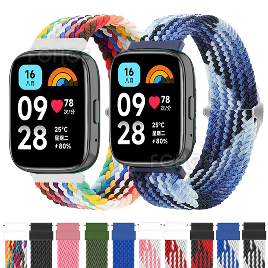 Braided Solo Loop Band For Redmi Watch 3 Active Strap Nylon Wristband Correa For Xiaomi Redmi Watch 3 Active Bracelet Accessorie