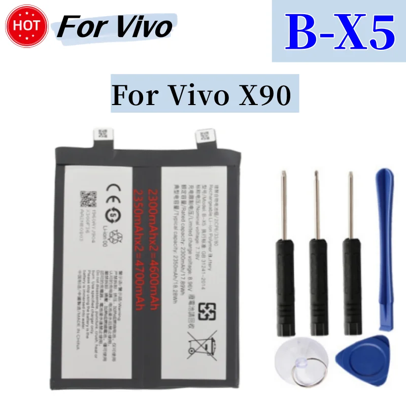 超綺麗 VIVO X90S バッテリー100% Battery For Vivo X Note X80 X90 X9 Pro S18E V25E V2201 For iQoo