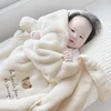 Flannel Baby Blanket Coral Fleece Stroller Cover Cute Bear Winter Windproof Kids Blankets Infant Nap Warm Quilt Swaddle Wrap 3