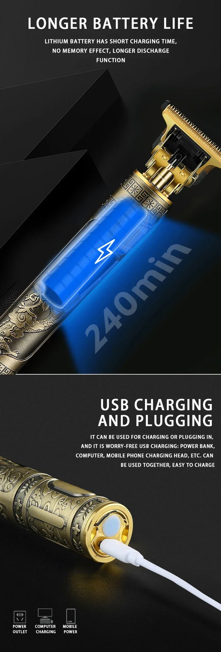 Description Picture 6 of itemT9 Electric Hair Trimmer Cordless Shave Hair Trimmer Cordless Shaver Trimmer Hair Cutting Machine for Barbers A5