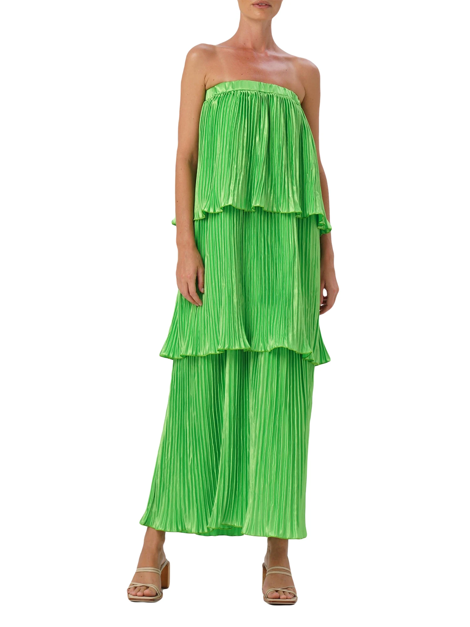 

Elegant V-Neck Sleeveless Bodycon Dress with Tiered Ruffles - Perfect for Summer Beach Parties and Casual Occasions