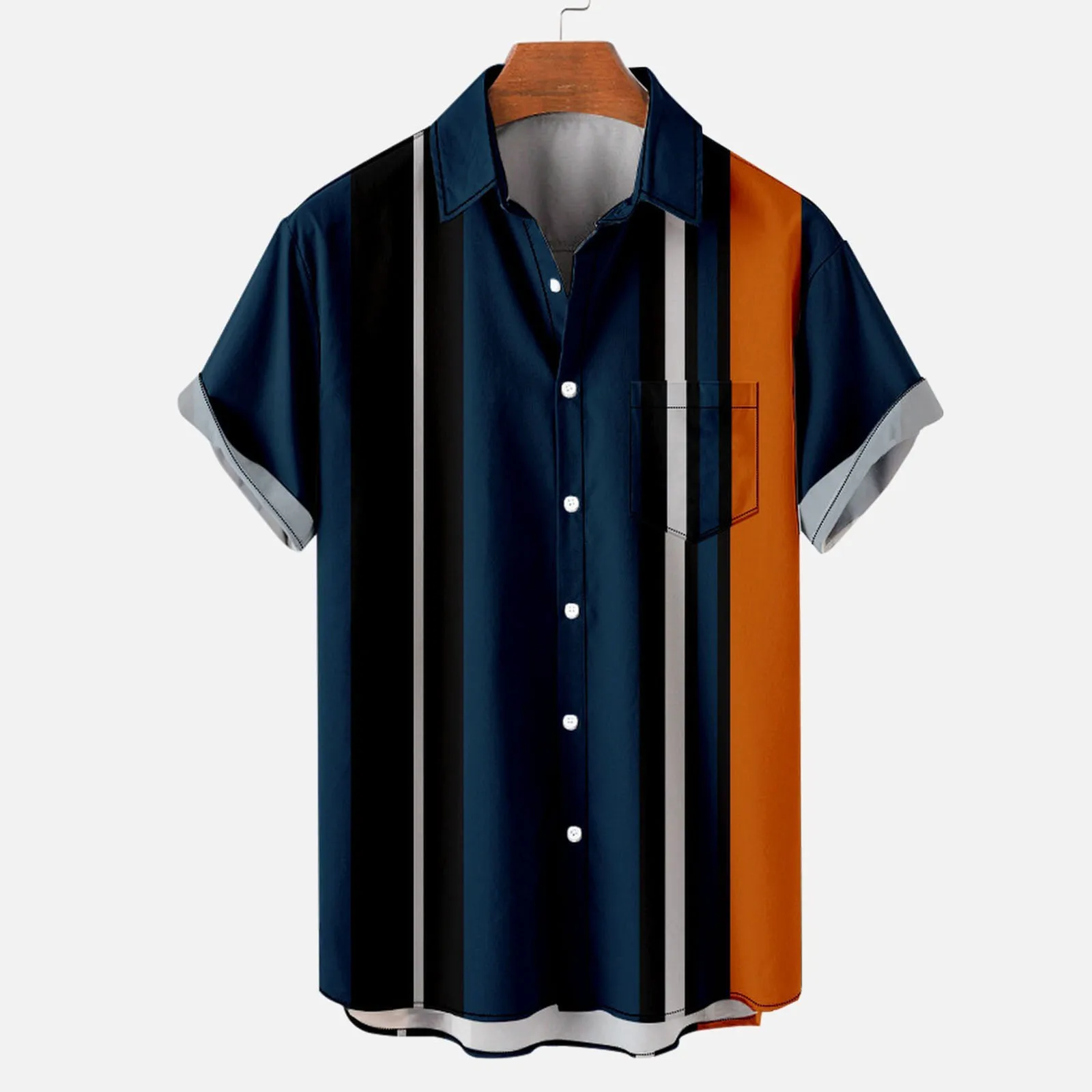 

Men'S Shirt Baggy Blouses Workwear Tops Casual Shirts Summer Spring Stripe All Match Short Sleeve Luxury Comfort Camisas