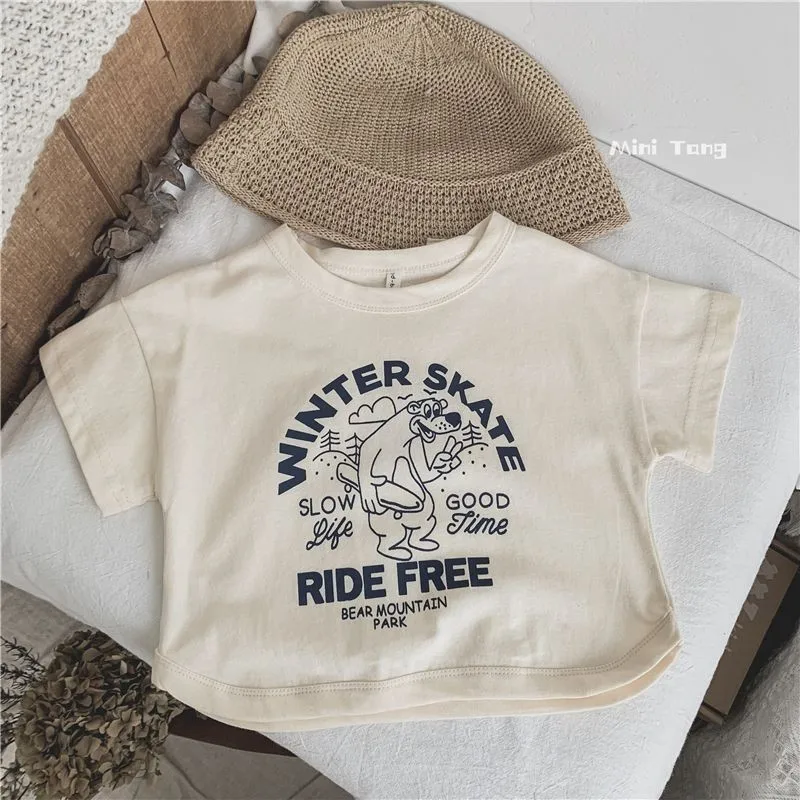 

Trendy Short Sleeve TShirt Baby Unisex Summer Clothes Printing Bottoming Shirt Casual Loose Crew Neck Tops Child Boys Cute Wear