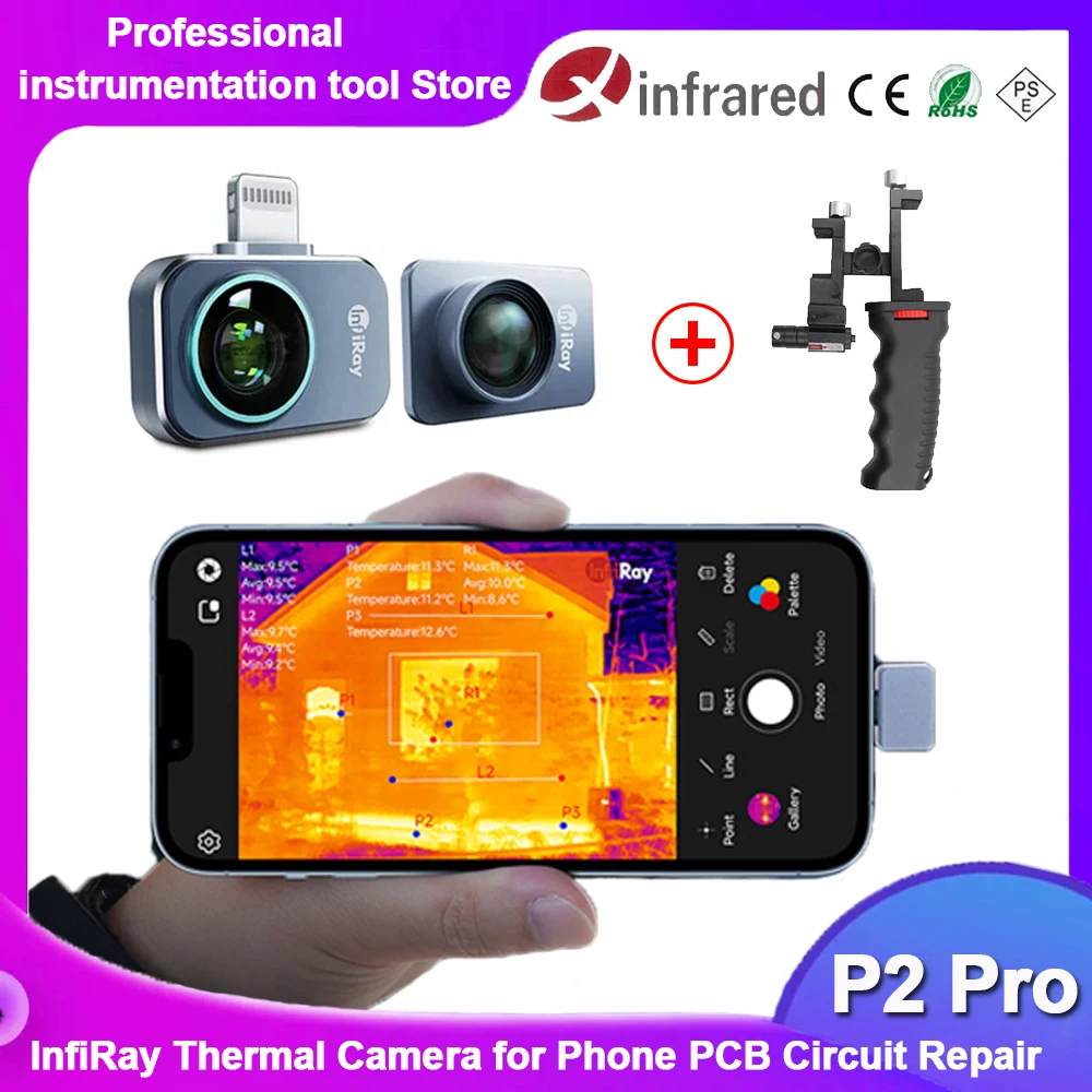 

InfiRay P2 Pro Thermal Camera for Phone Infrared Thermal Imager PCB Circuit Repair Industrial Heating Test Night Vision Go P2