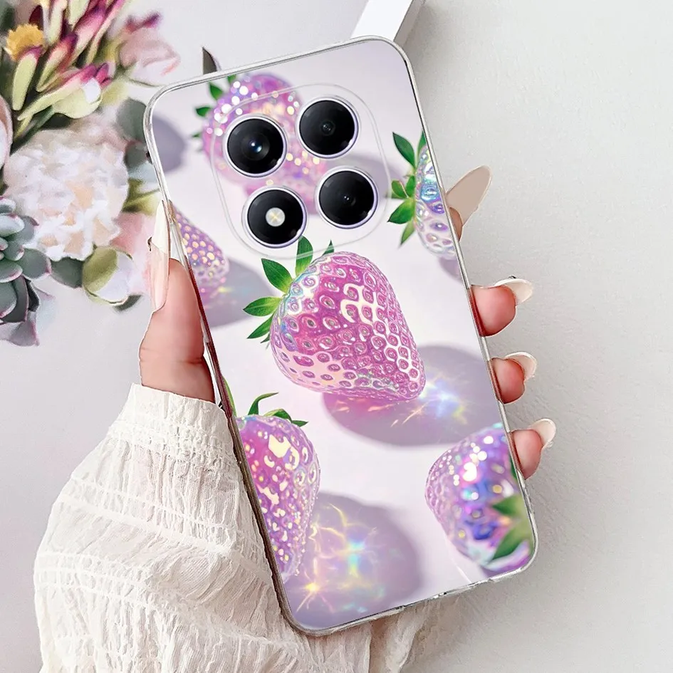Cute Strawberry Love Heart Soft Silicone Clear Phone Case Cover