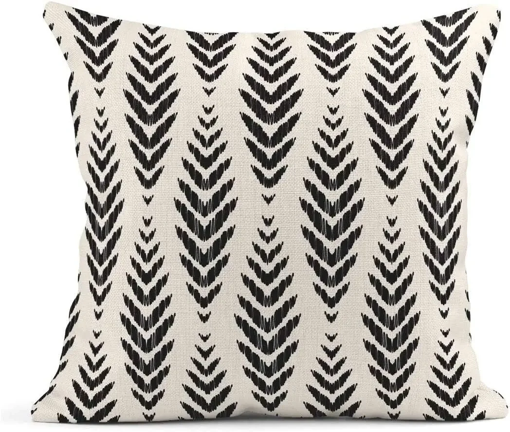 Tribal and Boho Bohemian Black Ethnic Herringbone for Ideas Decor Linen Pillow Cases Home Decorative Square Cushion cases 2