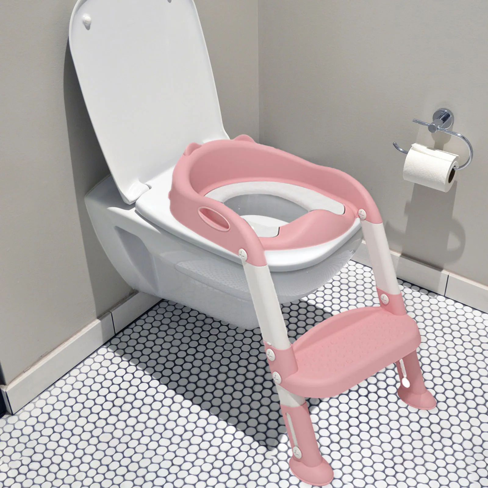 Children Toilet Seat Soft Pad Foldable Adjustable Step Stool Anti-Slip for Kids Comfortable Soft Cushion Toilet Auxiliary Ladder 4