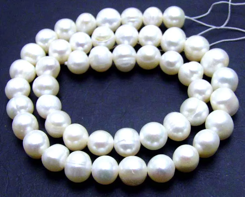Qingmos 8-9mm Round Freshwater Natural White Pearl Beads for Jewelry Making DIY Necklace Bracelet Earring Loose Strands 14