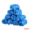 1Pack/100 Pcs Medical Waterproof Boot Covers Plastic Disposable Shoe Covers Overshoes Rain Shoe Covers Mud-proof Blue Color 1