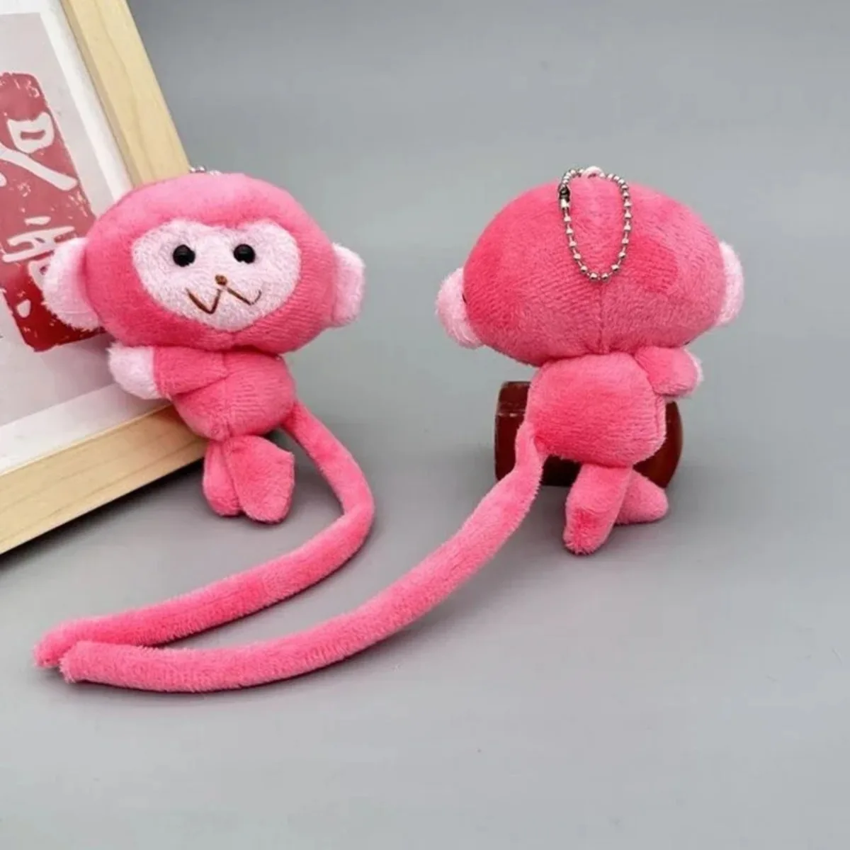 Charming Long Tailed Monkey Plush Keychain - Cute DIY Doll Pendant and Backpack Accessory