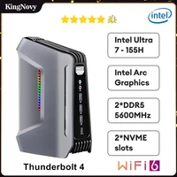 14th AI Gaming Mini PC Intel Ultra 7 155H/Ultra 5 135H Thunderbolt 4.0 2xDDR5 2xPCIe4.0 2x2.5G LAN Windows 11 RGB Computer WiFi6 2