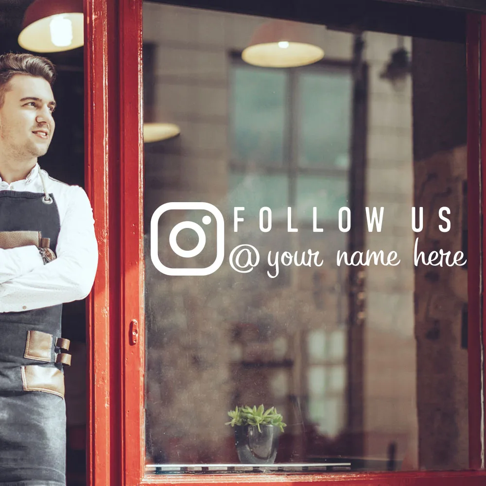Custom Ig Name Shop Studio Salon Social Media Window Wall Sticker Decal Follow Us Business Gym Coffee Car Vinyl Decor