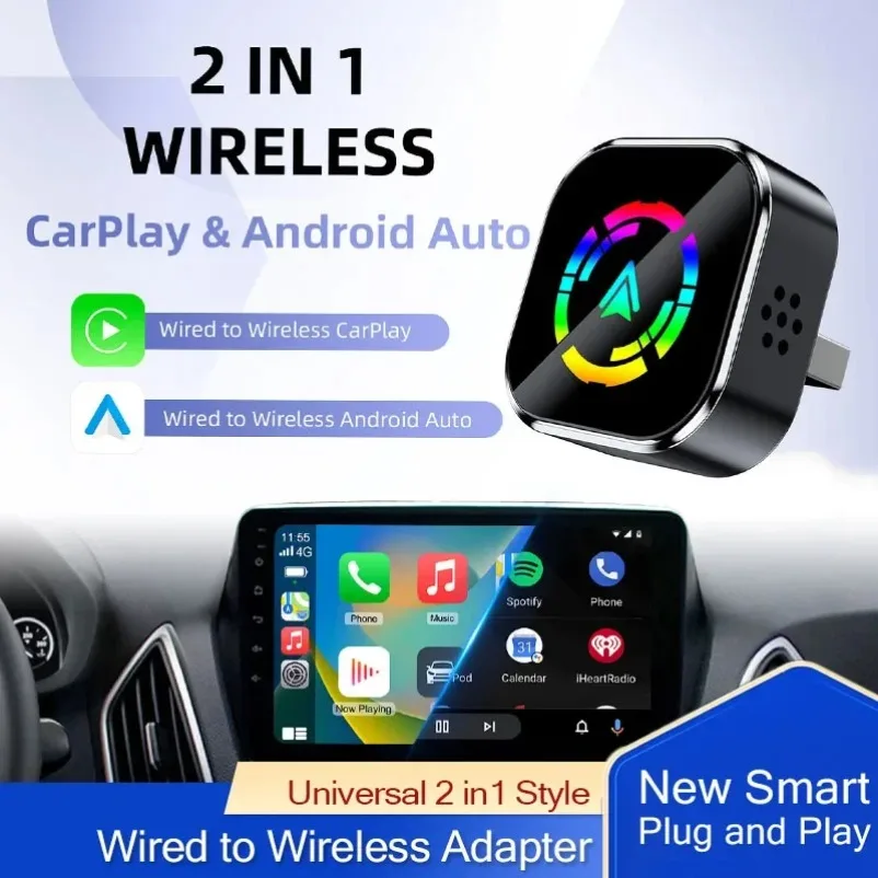 2025 2in1 Wired to Wireless CarPlay Adapter