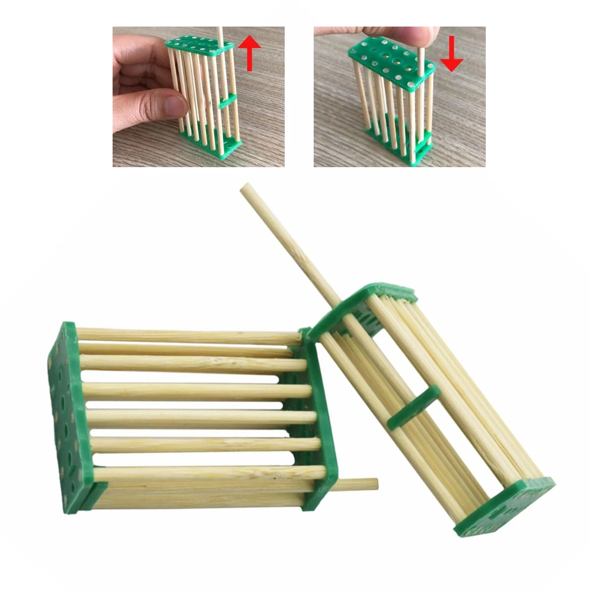 10Pcs Box-Shaped Bamboo Imprisoning Queen Cage No Hurting Bee Queen Rearing Cage Thickened Closing Beekeeping Tools