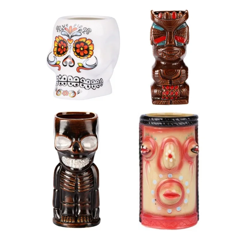 Timeless Classic 250-500ml Tiki Cup Hawaiian Skull Poker Girl Zombie Cocktail Beer Cool Drinks Mug Interesting Drinkware Gift