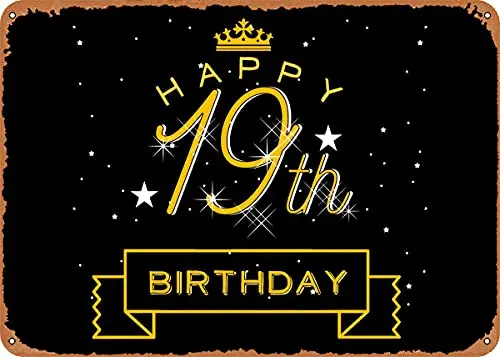 

Happy 19 Gift Vintage Look Metal Sign Patent Art Prints Retro Gift 8x12 Inch