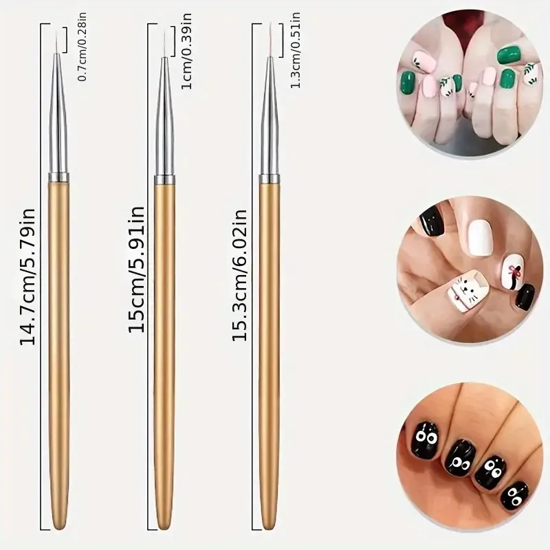 Nail art color drawing brush, nail glue extension brush eyeliner brush set, French stripe nail eyeliner brush, nail brush - Image 4