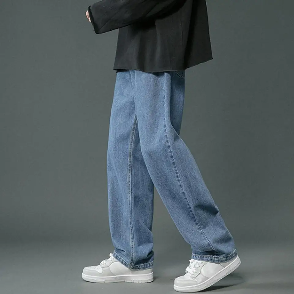 Jeans Baggy Largo Per Ragazzo – Moda Stretch Con Tasche Cargo, Gamba Elastica E Strappi, Perfetto Per Primavera E Autunno