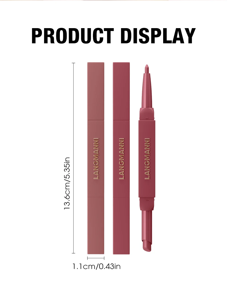 Double Ended Rose Nude Matte Lip Liner Waterproof Long Lasting_voghion.com