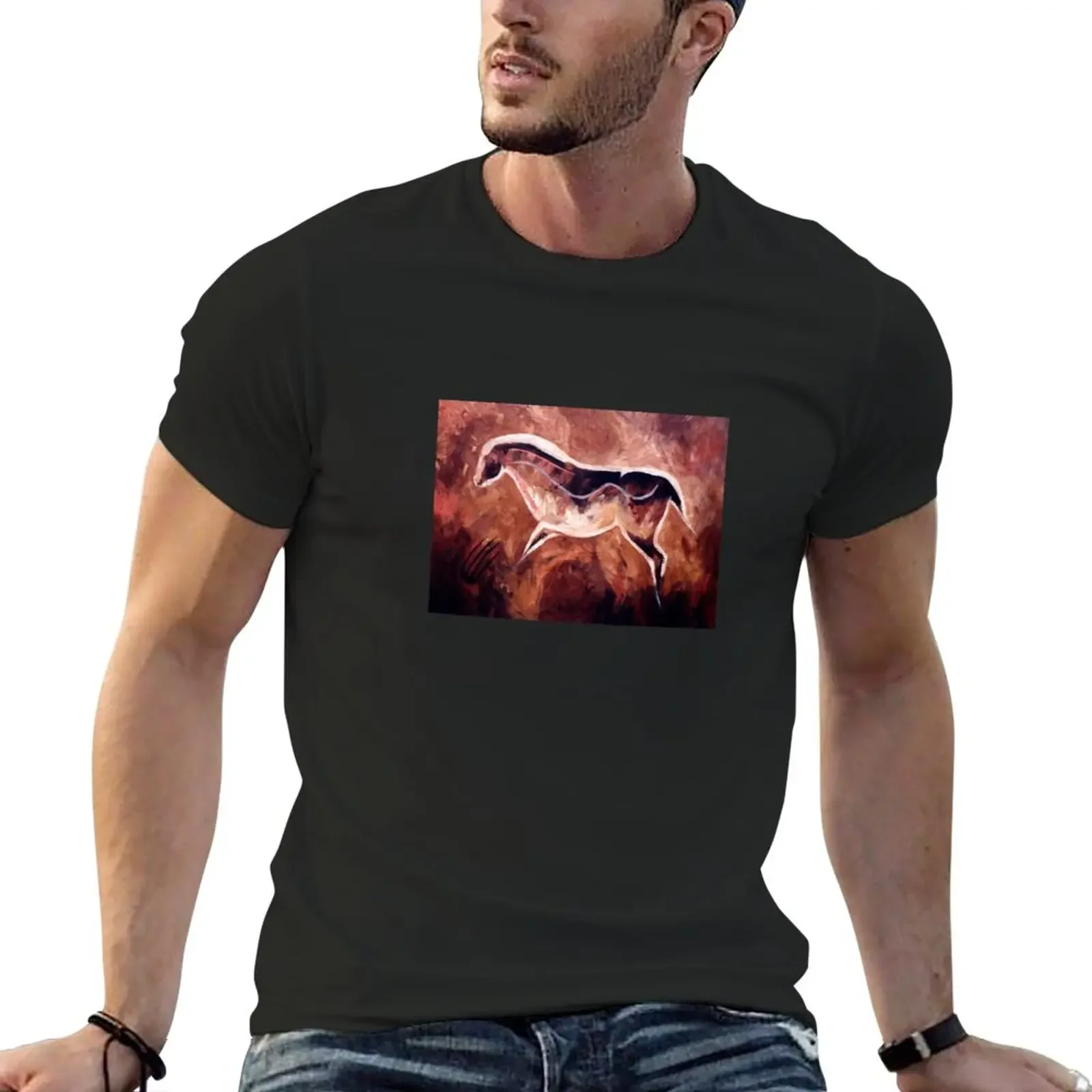 

Cave Horse Art T-Shirt vintage clothes blanks Aesthetic clothing fitted t shirts for men