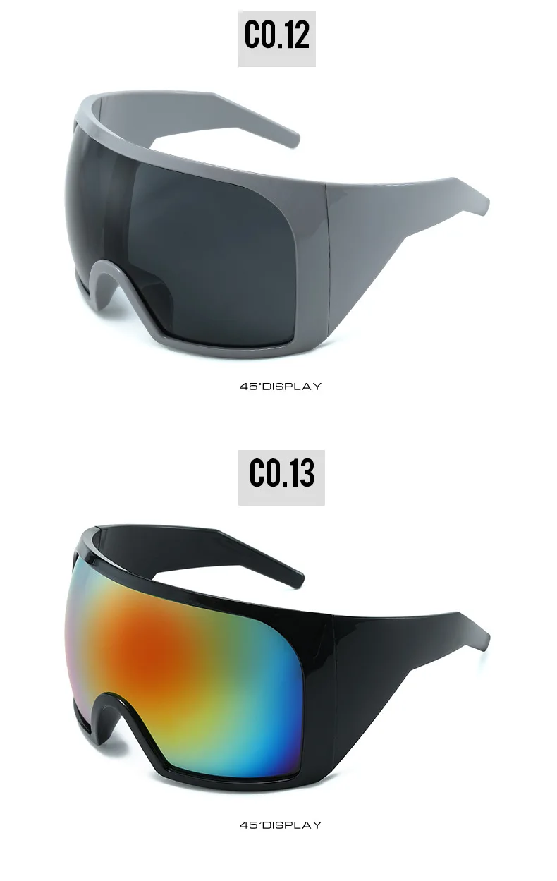 Y2K Vintage Luxus Marke Designer Übergroße Sonnenbrille Frauen Für Männer Trendy Punk Großen Rahmen Sonnenbrille Sport Goggle – Detail 17