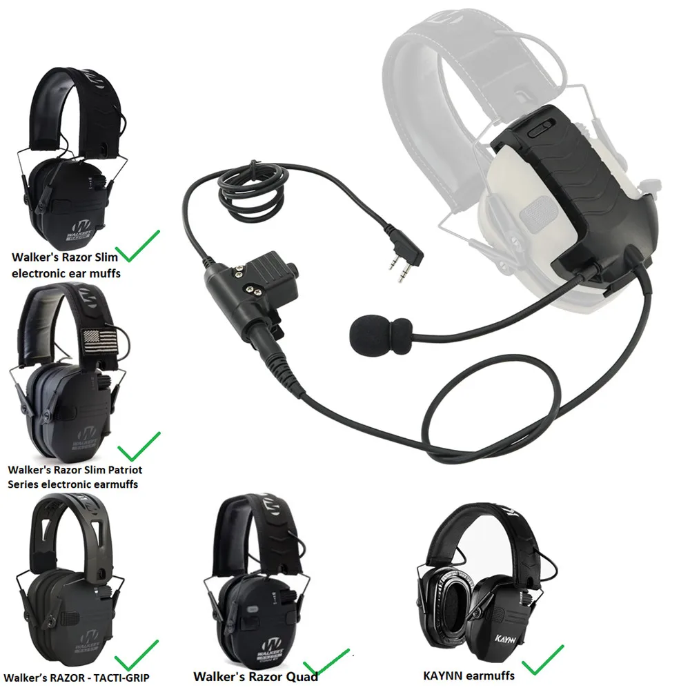 Tactical Headset New External Microphone Kit For Walker's Razor Electronic  Earmuff With U94pttkenwood For Baofeng Walkie Talkies Protective Sleeve  AliExpress