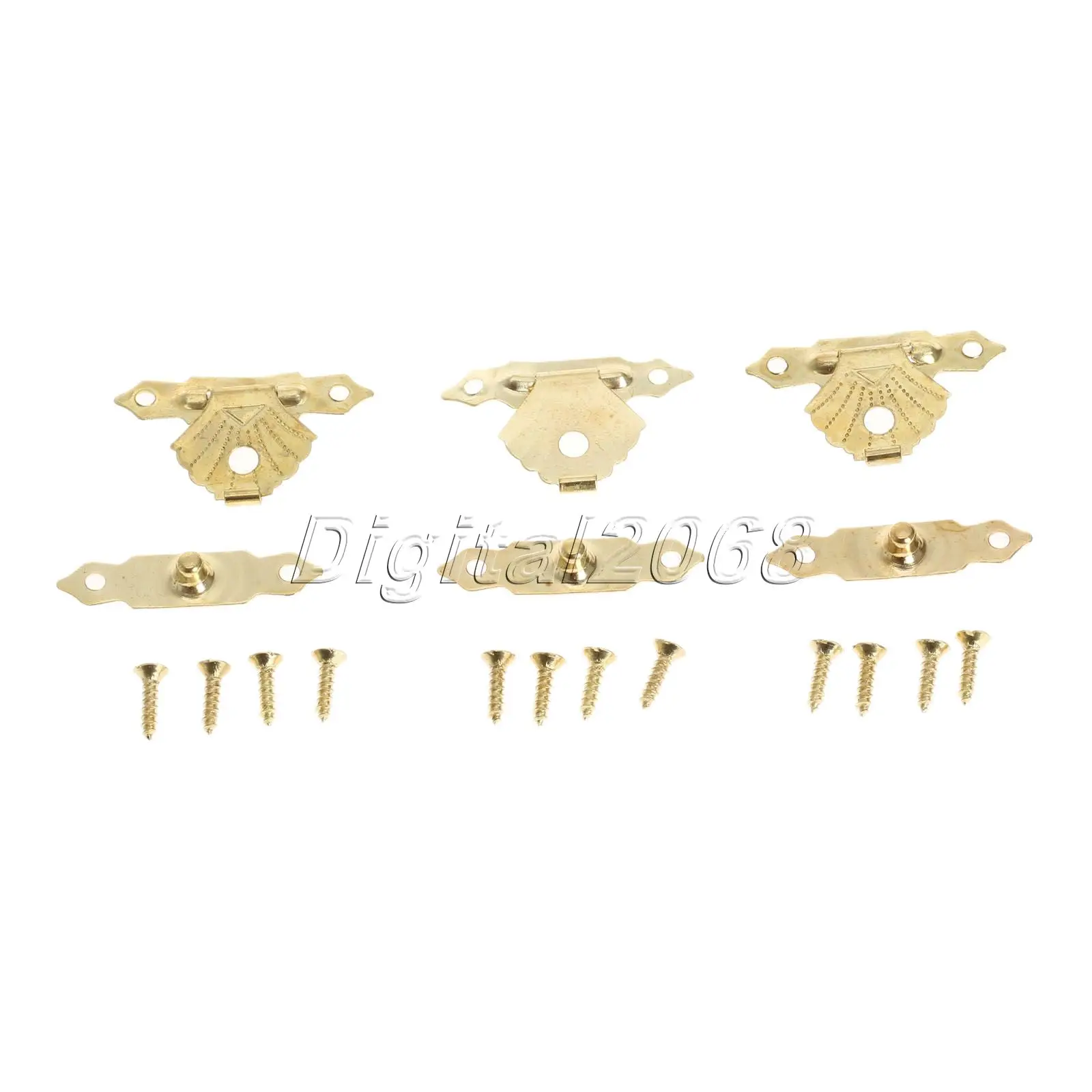 12Pcs Antique Brass Hasps Latch Lock Hooks Vintage 30mmx18mm Buckles Gold Decorative Mini Jewelry Gift Wine Wood Box Case Screws furniture hardware jewelry box hasps decorative latches
