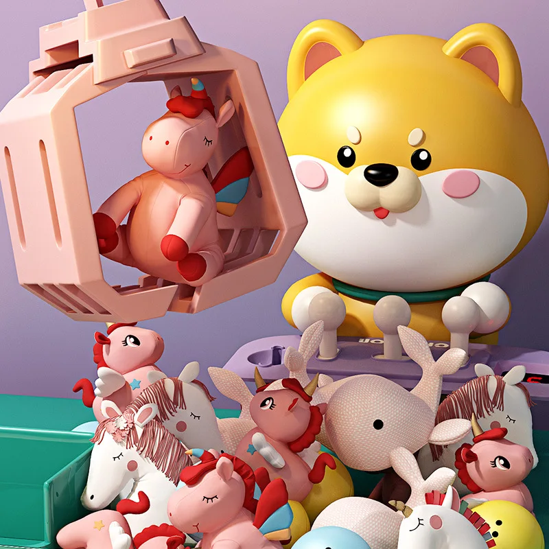 Chaigou 긁기 인형 기계, 대형 어린이 장난감, 가정용 미니 클립 인형 트위..