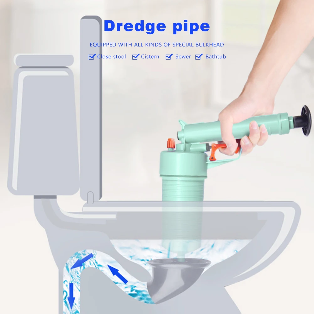 Toilet Dredge Plug Air Pump Blockage Remover Drain Cleaner Sewer Sink
