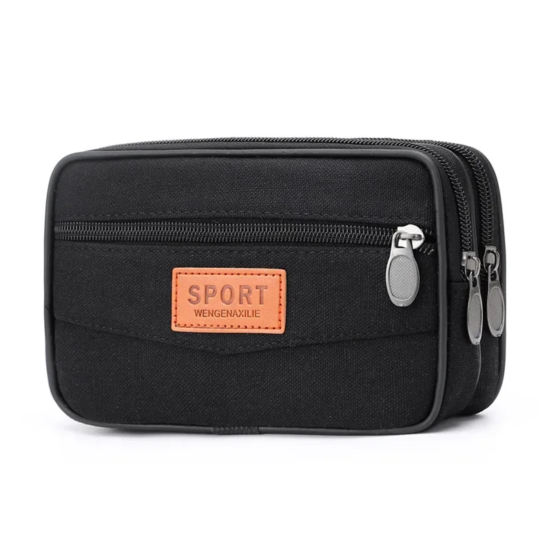 Fannypacks 6.5 인치 휴대 전화 가방 캔버스 패브릭 지퍼 남성용 지갑 동전 지갑 남성용 허리 가방 Moneybags 패니 팩 가방 지갑