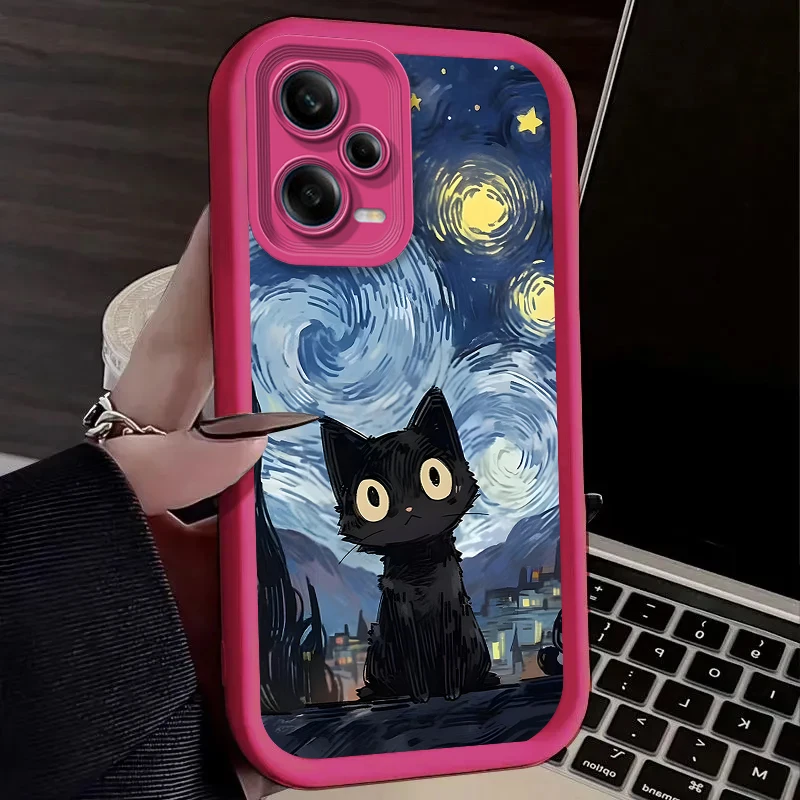 Starry Night Art Black Cat Phone Case