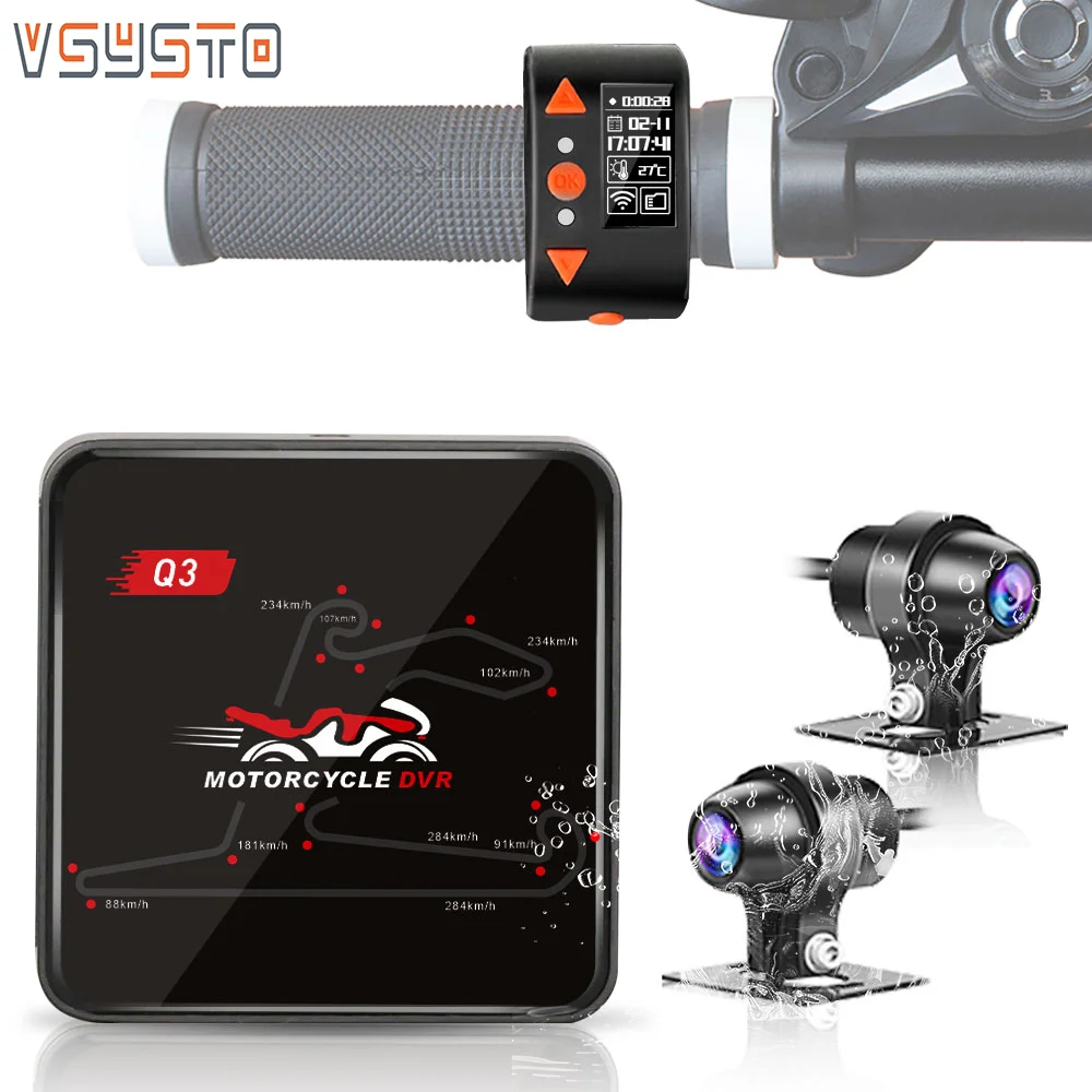 VSYSTO オートバイ ダッシュカム Q3 Pro デュアル HD カメラ 0.96 