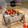 Portable Folding Barbecue Grill Heating Stoves Multifunction Camping BBQ Grill Rack Net Firewood Stove Stainless steel BBQ Grill 2