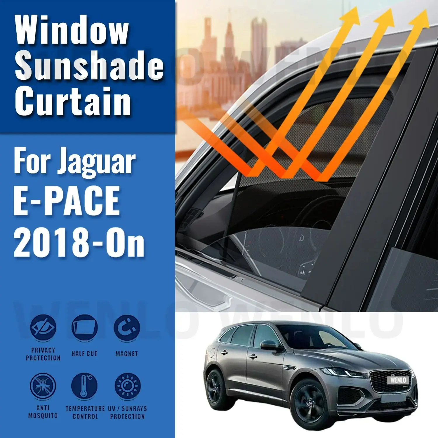 

Для Jaguar E-PACE X540 2018-2024 автомобильный солнцезащитный козырек переднее лобовое стекло Магнитная сетчатая занавеска заднее боковое окно солнцезащитный козырек