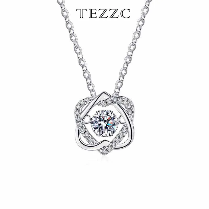 

Tezzc S925 Silver 0.5/1CT Moissanite Heartbeat Necklace For Women Fashion Versatile Suitable for Wedding Party Occasions Jewelry