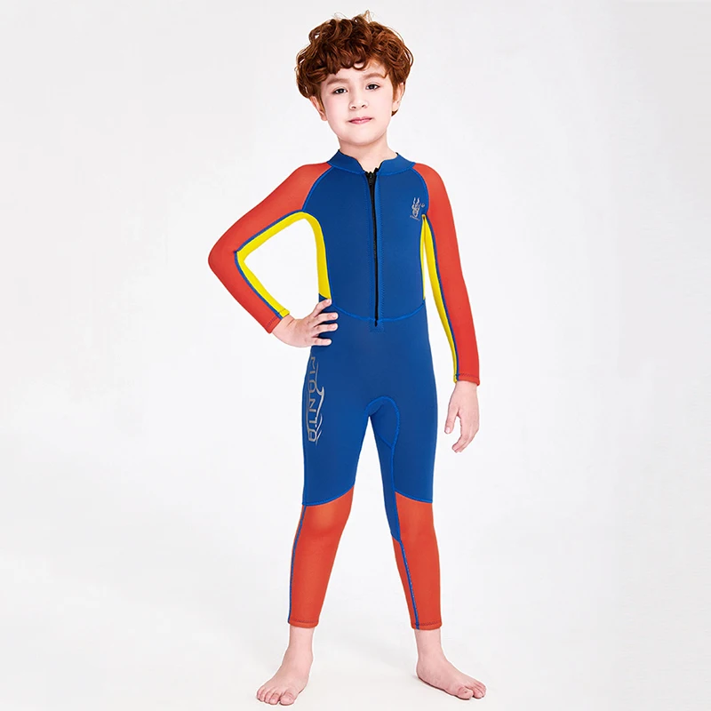 2.5MM Neoprene Wetsuits Kids Swimwears Thick Swimsuit Short/Long Sleeves Surfing Children Rash Guards Snorkel