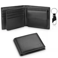 Genuine Leather Wallet Men Classic Black Soft Purse Coin Pocket Credit Card Holder 1